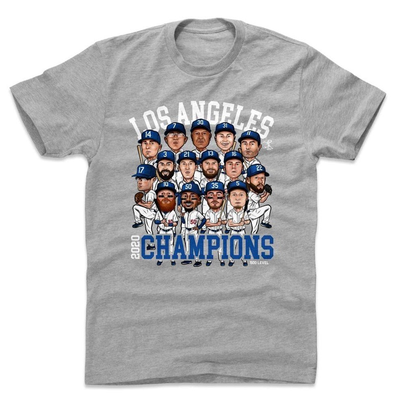 Los Angeles Dodgers 500 Level MLB 2020 Champions Team T-Shirt – Grey