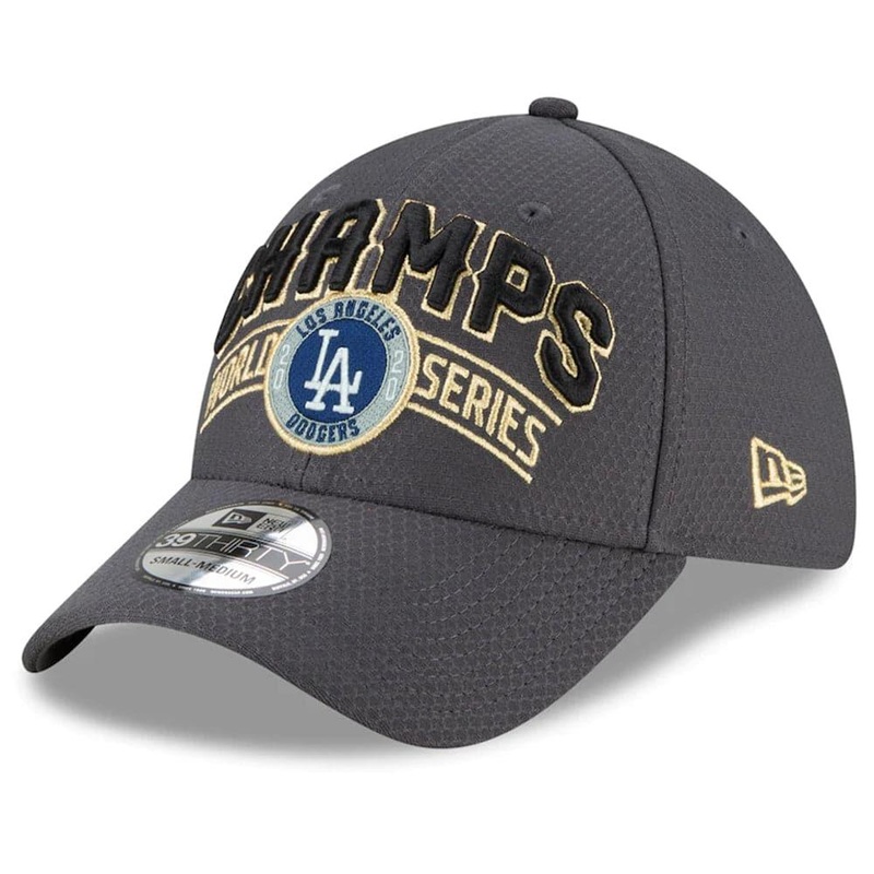 Los Angeles Dodgers New Era MLB 2020 World Series Champions 39THIRTY Curve Hat – Charcoal