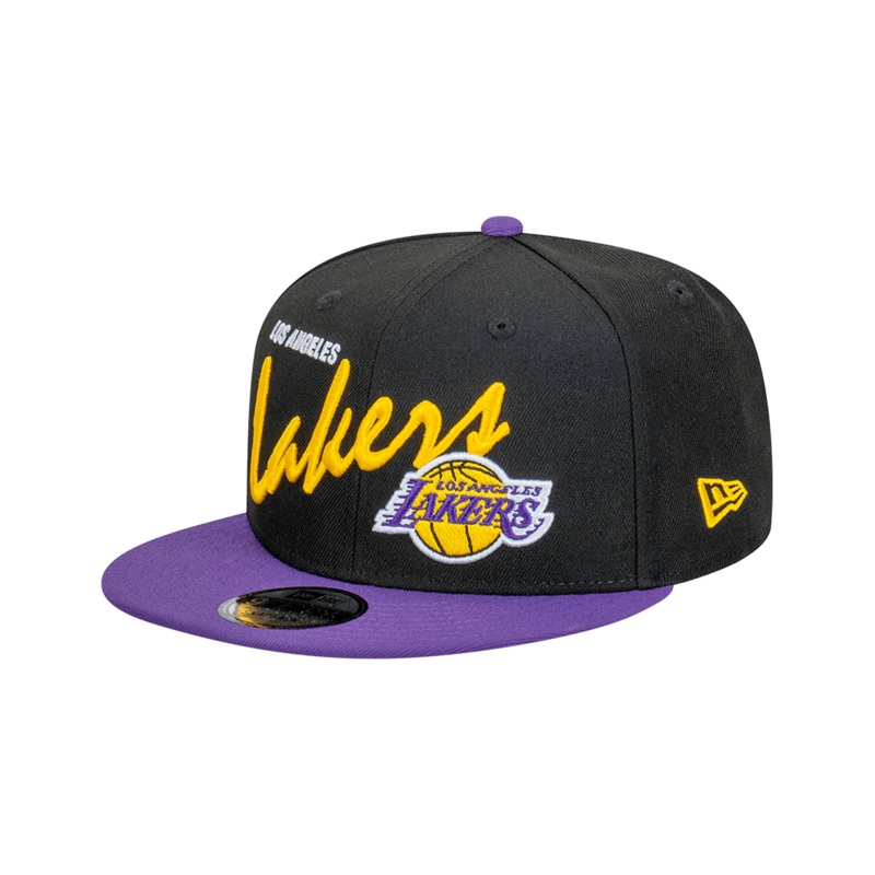 Los Angeles Lakers New Era NBA Vintage Script 9FIFTY Snapback Hat – Black
