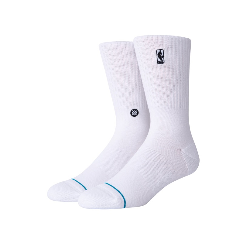 Mens NBA Logoman Stance Black & White Crew Socks – White