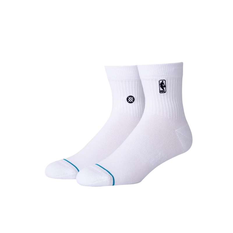 Mens NBA Logoman Stance Black & White Quarter Socks – White