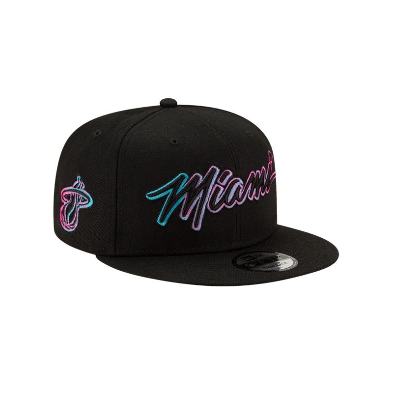 Miami Heat New Era NBA City Script Outline 9FIFTY Snapback Hat – Black