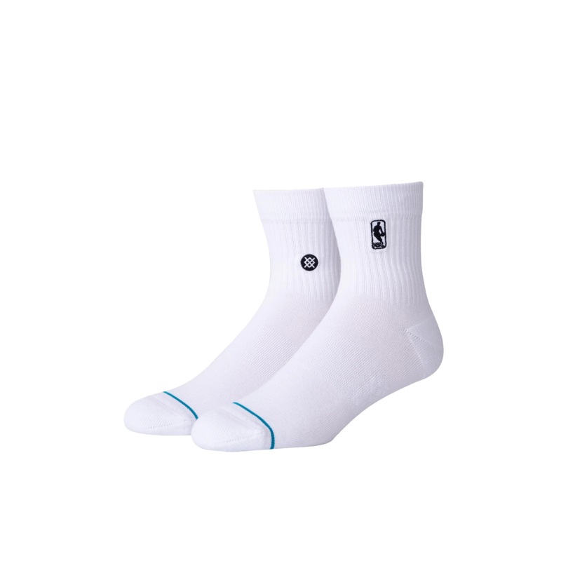 Youths NBA Logoman Stance Black & White Quarter Socks – White
