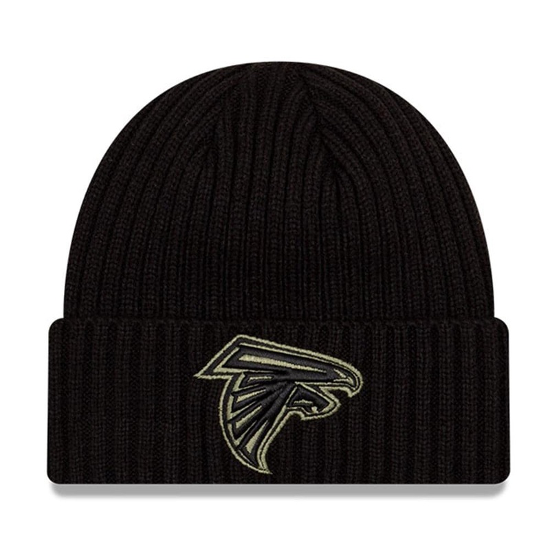 Atlanta Falcons New Era NFL 2020 Salute To Service Cuffed Knit Beanie – Black