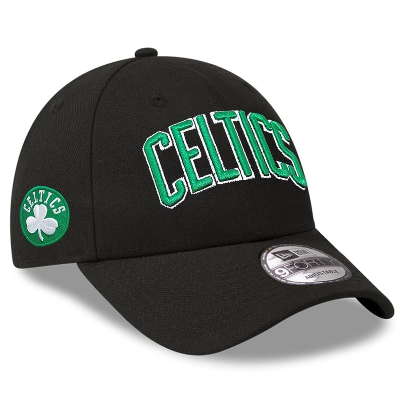 Boston Celtics New Era NBA Wordmark 9FORTY Curve Snapback Hat – Black