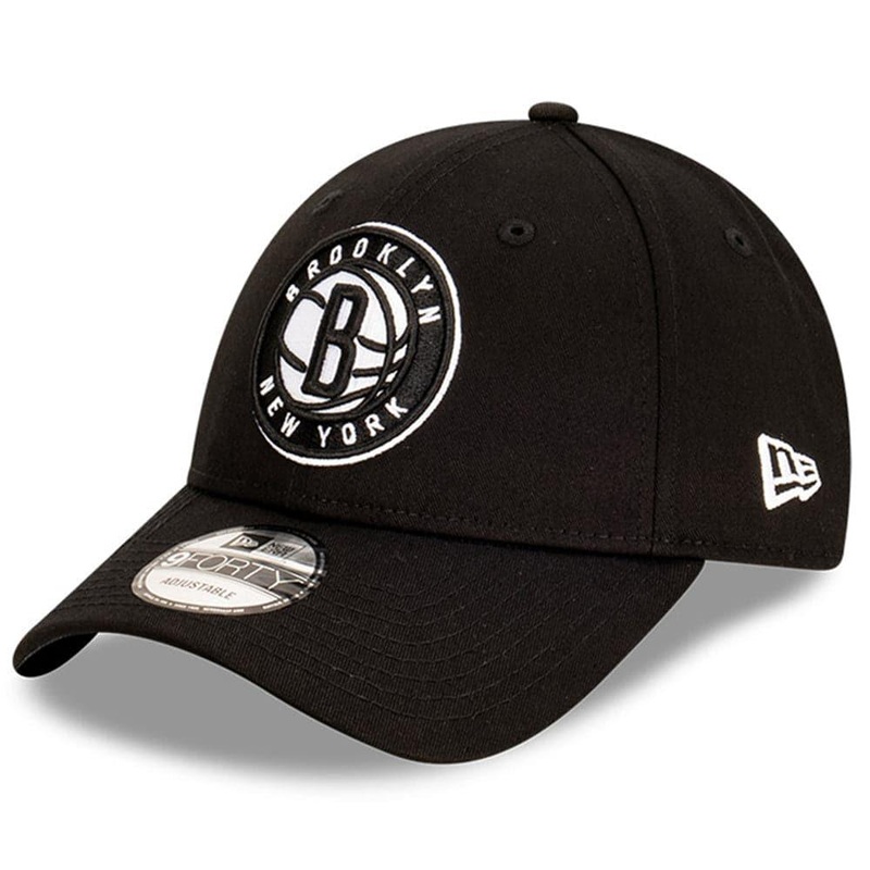 Brooklyn Nets New Era NBA Team Stripes 9FORTY Cloth Strap Curve Hat – Black
