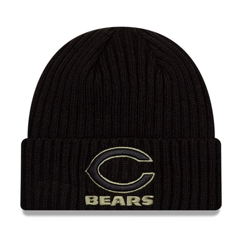 Chicago Bears New Era NFL 2020 Salute To Service Cuffed Knit Beanie – Black