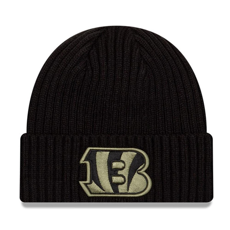 Cincinnati Bengals New Era NFL 2020 Salute To Service Cuffed Knit Beanie – Black