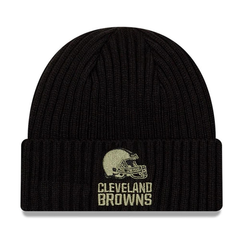Cleveland Browns New Era NFL 2020 Salute To Service Cuffed Knit Beanie – Black