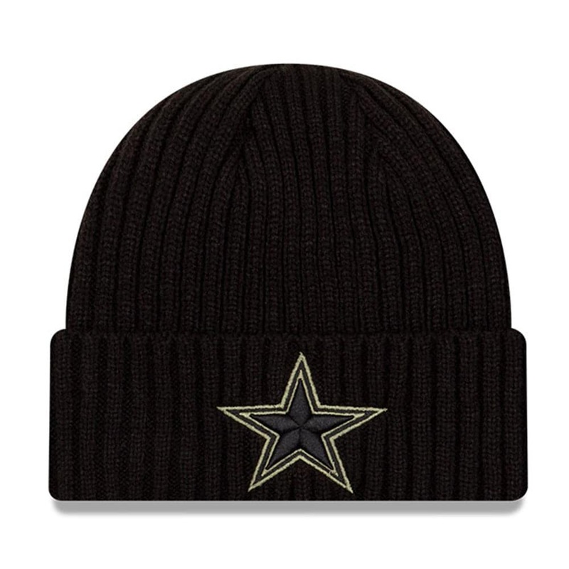 Dallas Cowboys New Era NFL 2020 Salute To Service Cuffed Knit Beanie – Black