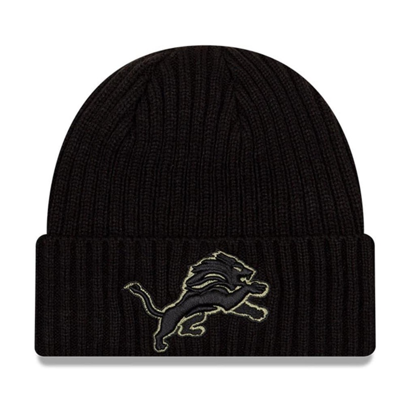 Detroit Lions New Era NFL 2020 Salute To Service Cuffed Knit Beanie – Black