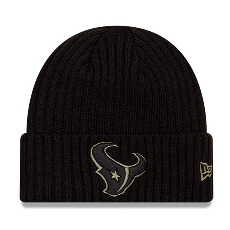 Houston Texans New Era NFL 2020 Salute To Service Cuffed Knit Beanie – Black