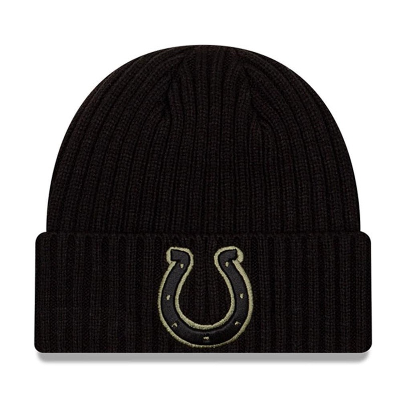 Indianapolis Colts New Era NFL 2020 Salute To Service Cuffed Knit Beanie – Black