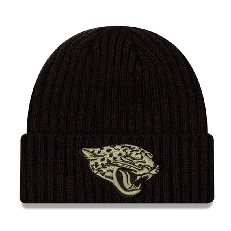 Jacksonville Jaguars New Era NFL 2020 Salute To Service Cuffed Knit Beanie – Black
