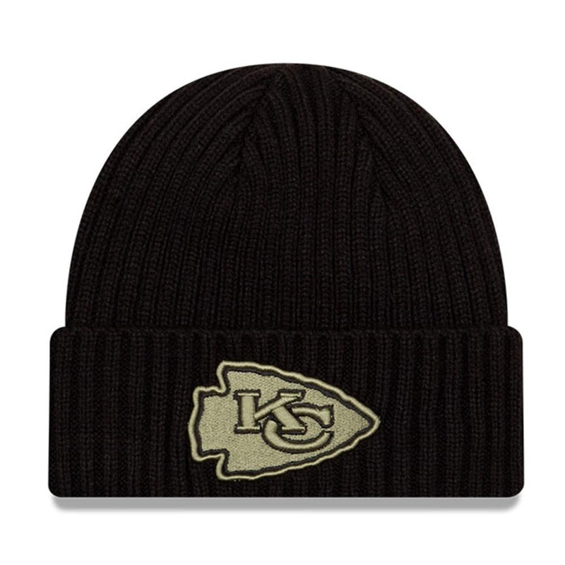 Kansas City Chiefs New Era NFL 2020 Salute To Service Cuffed Knit Beanie – Black