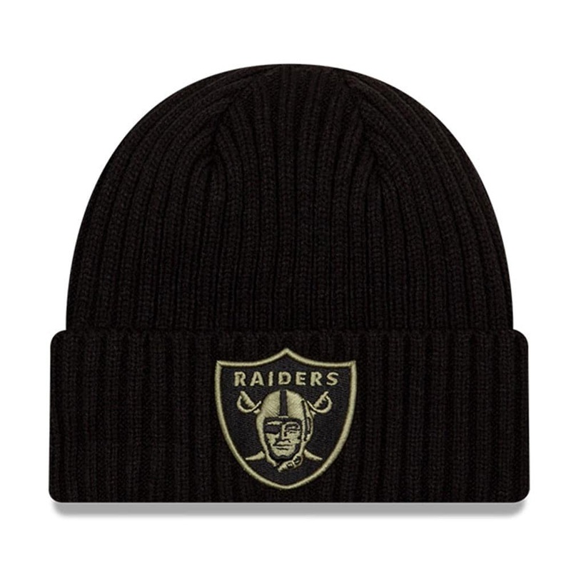 Las Vegas Raiders New Era NFL 2020 Salute To Service Cuffed Knit Beanie – Black