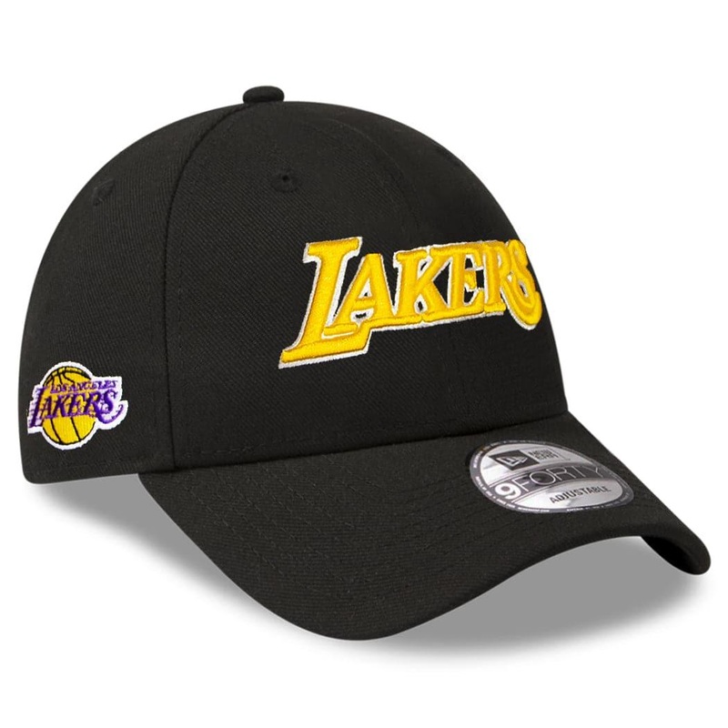 Los Angeles Lakers New Era NBA Wordmark 9FORTY Curve Snapback Hat – Black
