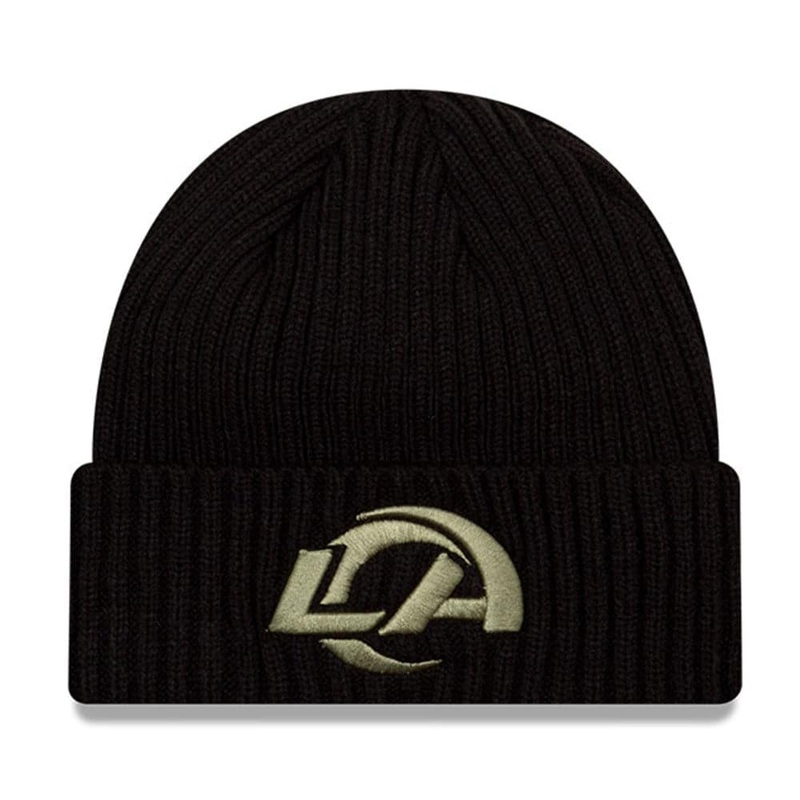 Los Angeles Rams New Era NFL 2020 Salute To Service Cuffed Knit Beanie – Black
