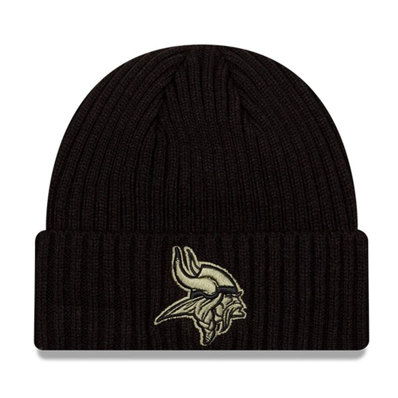 Minnesota Vikings New Era NFL 2020 Salute To Service Cuffed Knit Beanie – Black