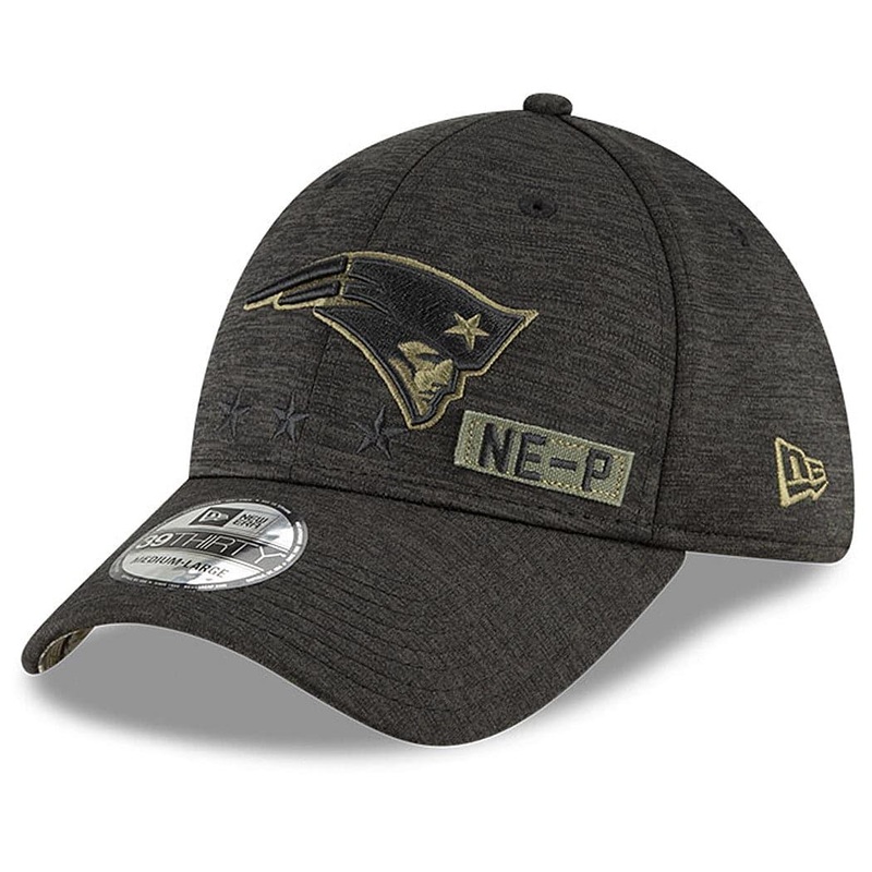 New England Patriots New Era NFL 2020 Salute To Service 39THIRTY Flex Fit Curve Hat – Black