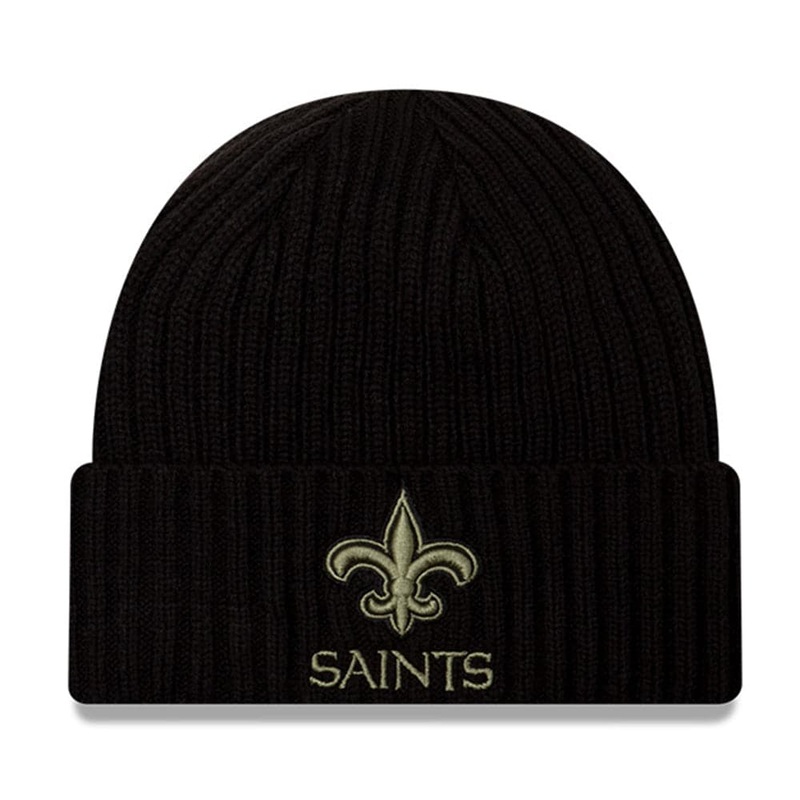 New Orleans Saints New Era NFL 2020 Salute To Service Cuffed Knit Beanie – Black