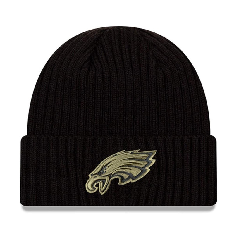 Philadelphia Eagles New Era NFL 2020 Salute To Service Cuffed Knit Beanie – Black