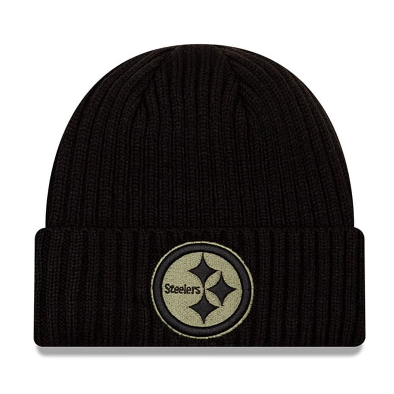 Pittsburgh Steelers New Era NFL 2020 Salute To Service Cuffed Knit Beanie – Black