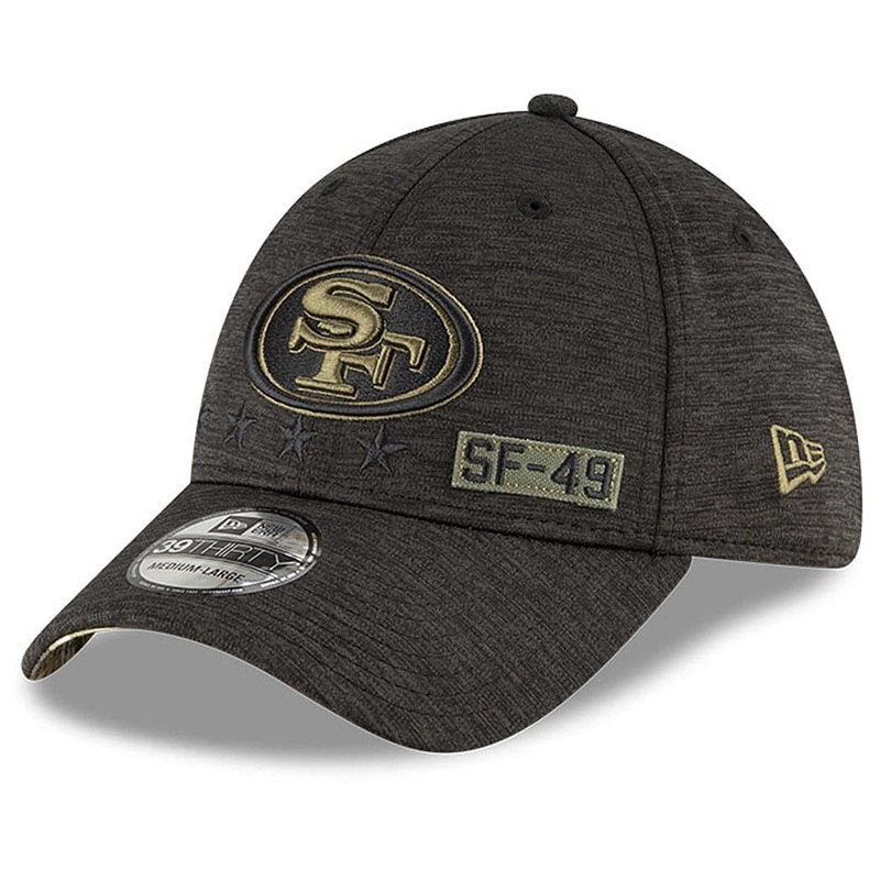 San Francisco 49ers New Era NFL 2020 Salute To Service 39THIRTY Flex Fit Curve Hat – Black