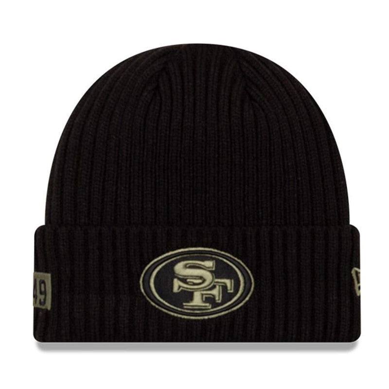 San Francisco 49ers New Era NFL 2020 Salute To Service Cuffed Knit Beanie – Black