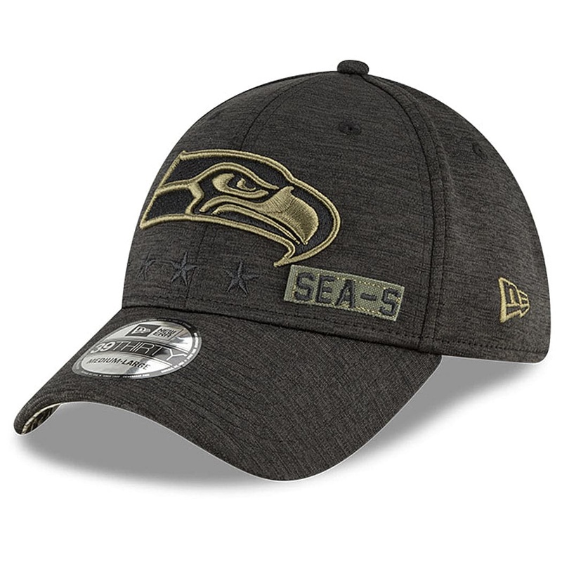 Seattle Seahawks New Era NFL 2020 Sideline 39THIRTY Flex Fit Curve Hat – Black