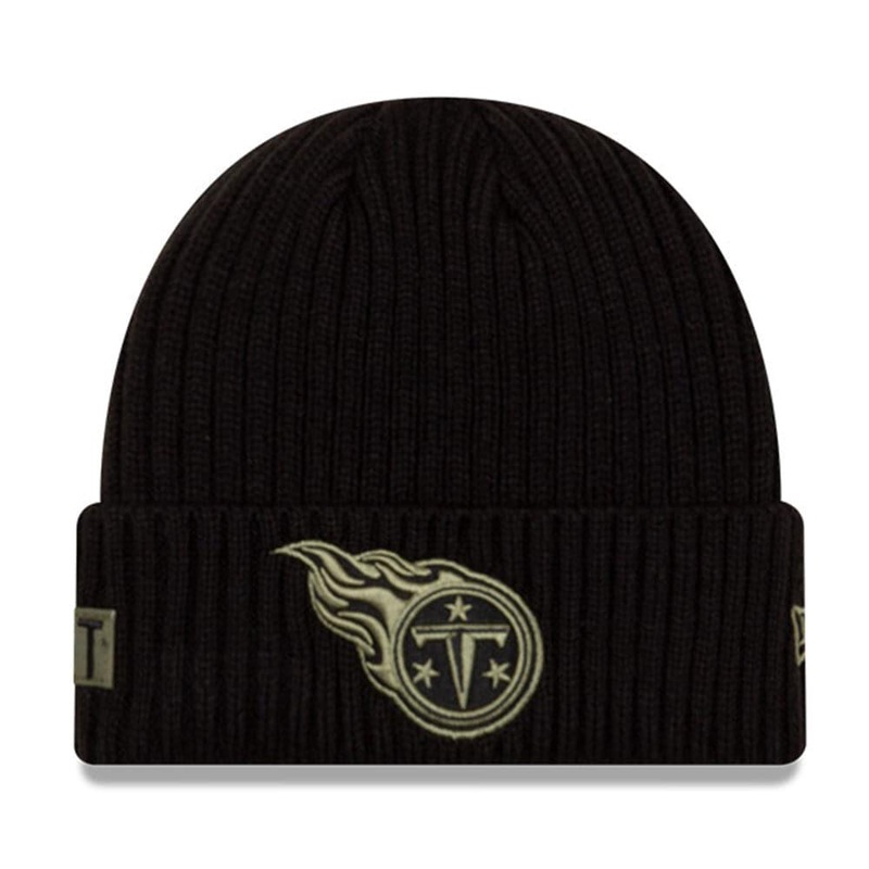Tennessee Titans New Era NFL 2020 Salute To Service Cuffed Knit Beanie – Black