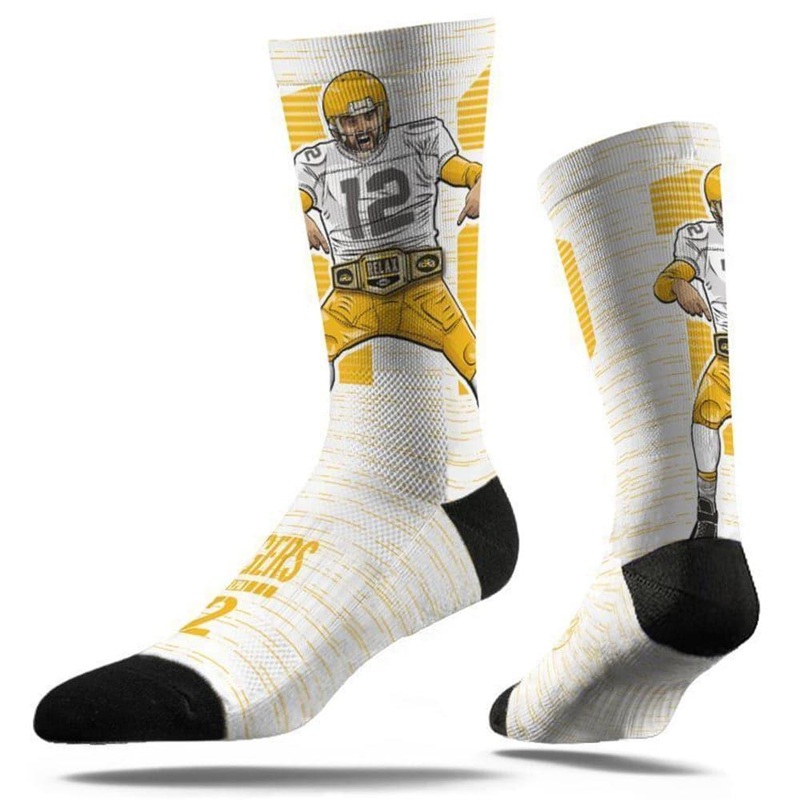 Aaron Rodgers Green Bay Packers Strideline NFL Celebration Classic Crew Socks – White