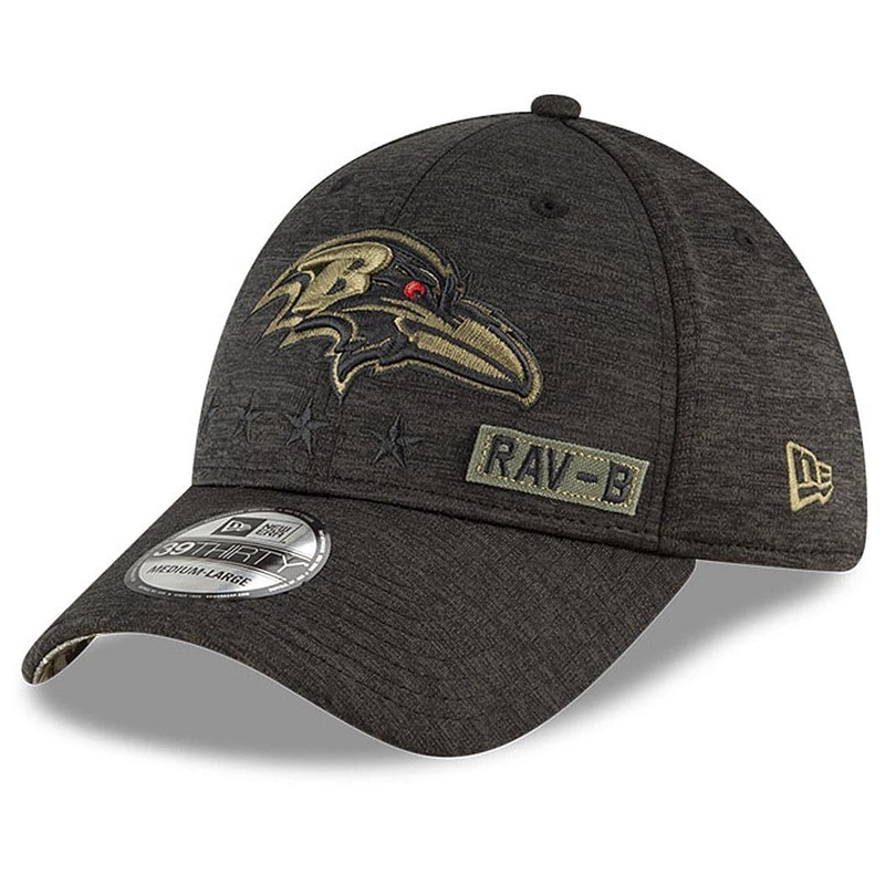 Baltimore Ravens New Era NFL 2020 Salute To Service 39THIRTY Flex Fit Curve Hat – Black