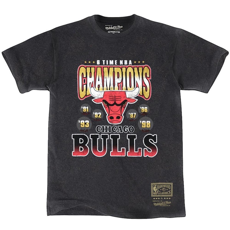 Chicago Bulls Mitchell & Ness NBA Vintage Champs T-Shirt – Black