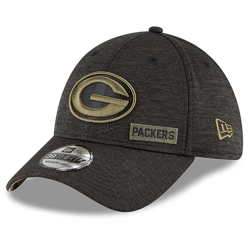 Green Bay Packers New Era NFL 2020 Sideline 39THIRTY Flex Fit Curve Hat – Black