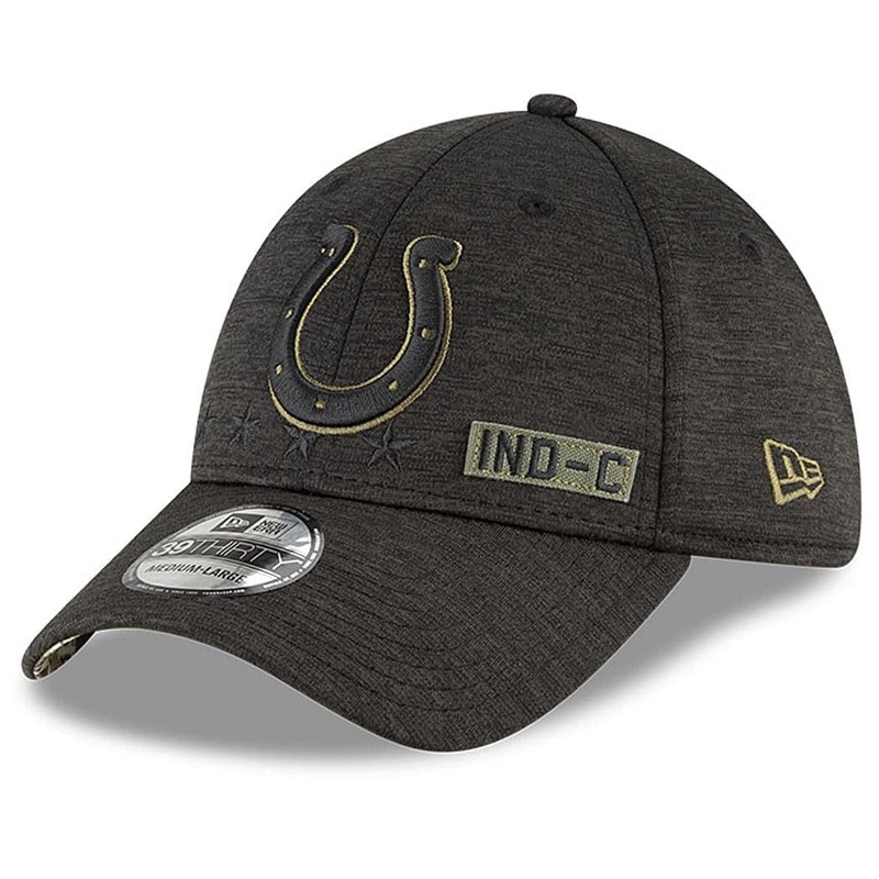 Indianapolis Colts New Era NFL 2020 Sideline 39THIRTY Flex Fit Curve Hat – Black