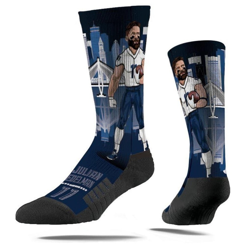 Julian Edelman New England Patriots Strideline NFL Superhero Premium Crew Socks – Navy