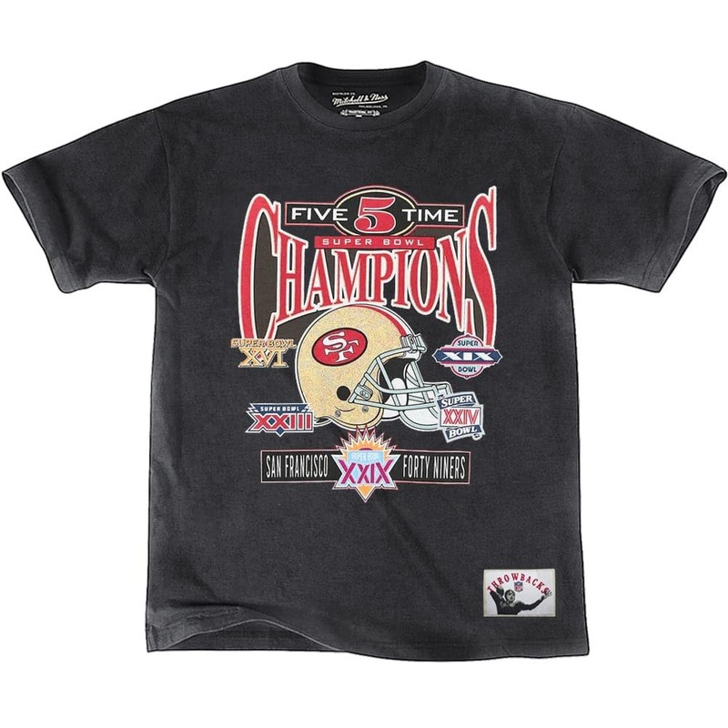 San Francisco 49ers Mitchell & Ness NFL Washed Champs Vintage T-Shirt – Faded Black