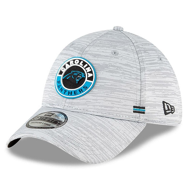 Carolina Panthers New Era NFL 2020 Sideline 39THIRTY Flex Fit Curve Hat – Grey