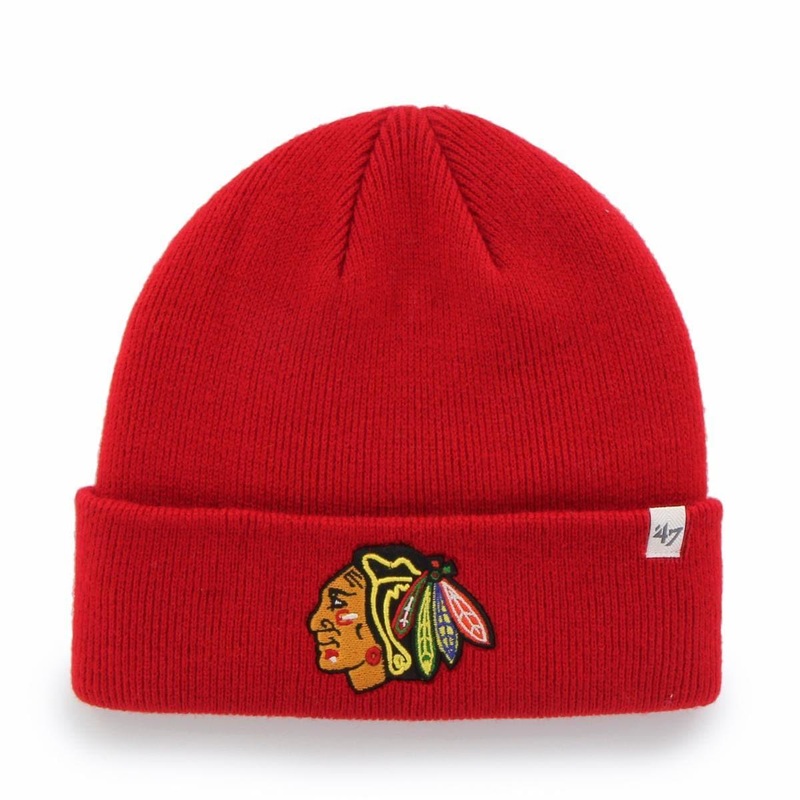 Chicago Blackhawks ’47 NHL Team Raised Cuff Knit Beanie – Red