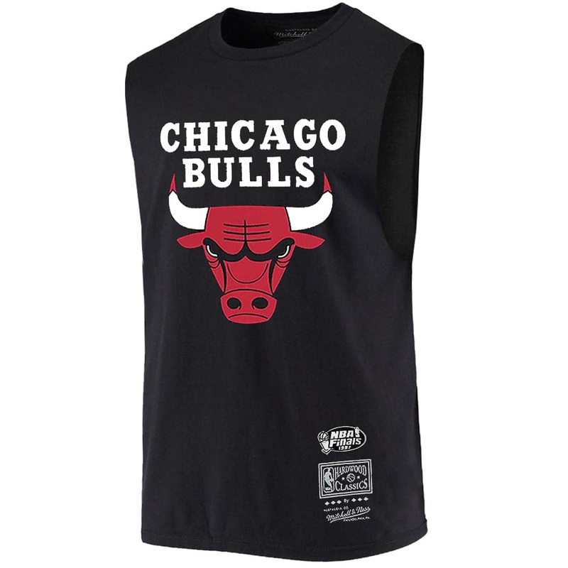 Chicago Bulls Mitchell & Ness NBA HWC Retro Logo Sleeveless Muscle T-Shirt – Black