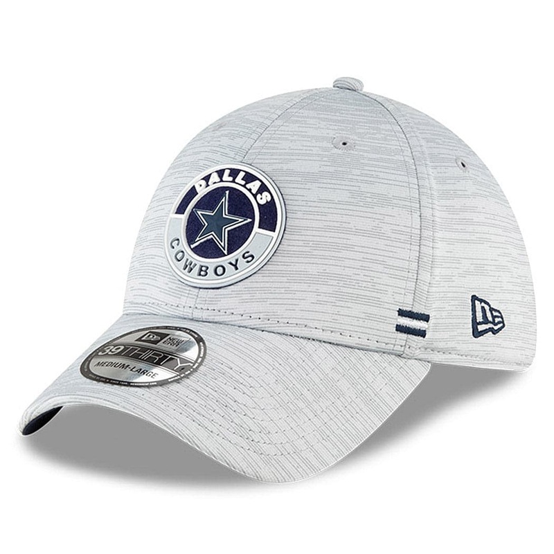 Dallas Cowboys New Era NFL 2020 Sideline 39THIRTY Flex Fit Curve Hat – Grey