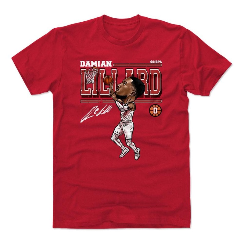 Damian Lillard Portland Trail Blazers 500 Level NBA Cartoon T-Shirt – Red