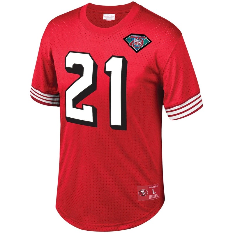 Deion Sanders San Francisco 49ers Mitchell & Ness NFL Player Mesh V-Neck – Red