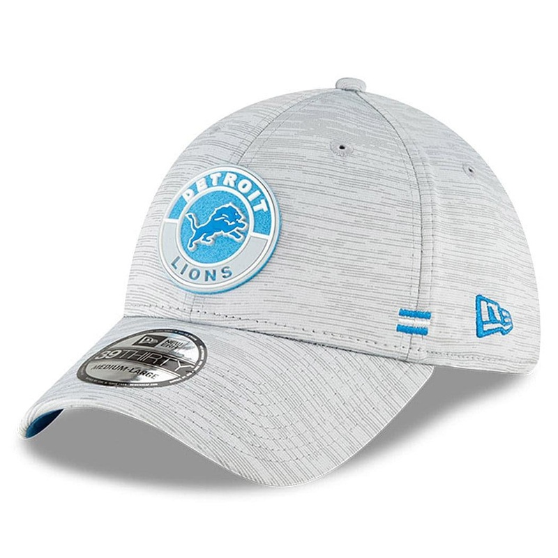Detroit Lions New Era NFL 2020 Sideline 39THIRTY Flex Fit Curve Hat – Grey