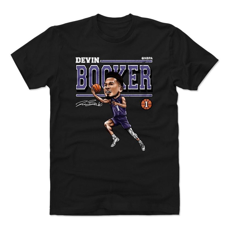 Devin Booker Phoenix Suns 500 Level NBA Cartoon T-Shirt – Black