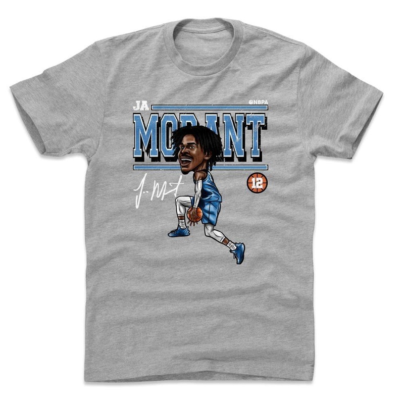Ja Morant Memphis Grizzlies 500 Level NBA Cartoon T-Shirt – Heather Grey