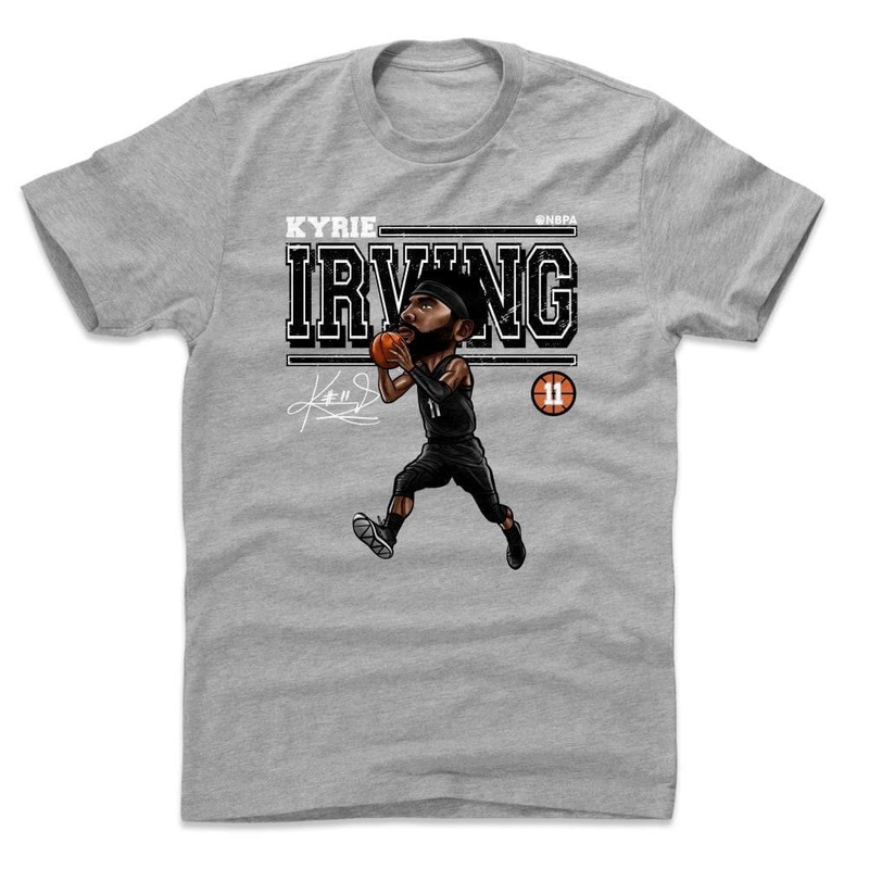 Kyrie Irving Brooklyn Nets 500 Level NBA Cartoon T-Shirt – Grey