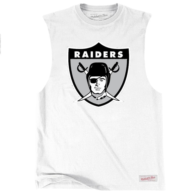 Las Vegas Raiders Mitchell & Ness NFL Retro Logo Sleeveless Muscle T-Shirt – White