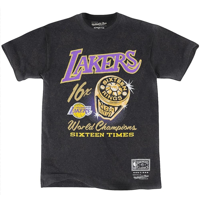 Los Angeles Lakers Mitchell & Ness NBA Bling Rings Vintage T-Shirt – Black